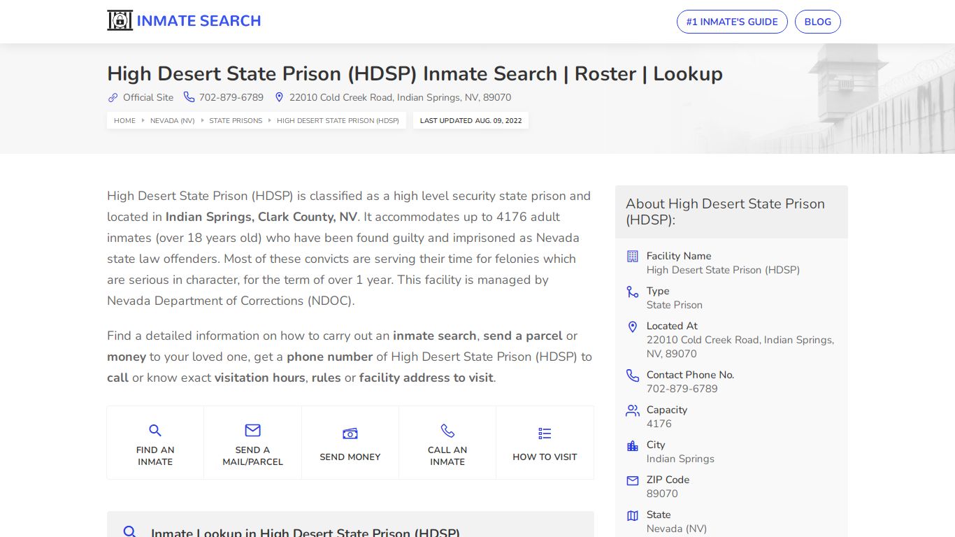 High Desert State Prison (HDSP) Inmate Search | Roster ...